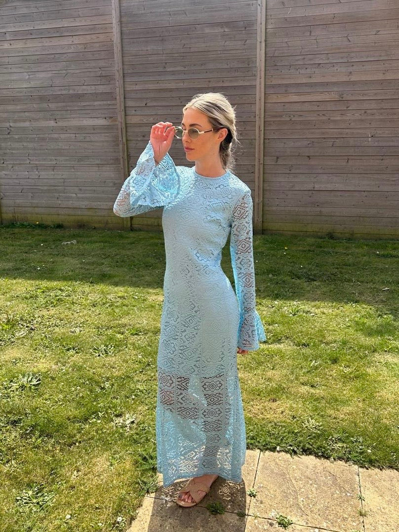 Blue Lace Maxi Dress