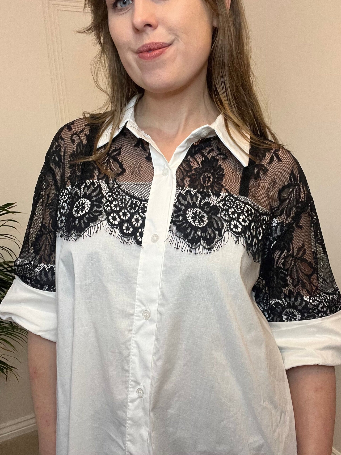 Lace Detail White Shirt image 2