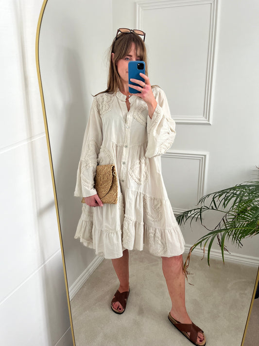 Smock Style Dress with Heart Print (2 colours)