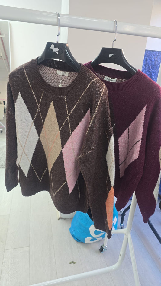 Argyle Print Jumper (2 Colours)