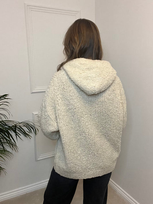 Cream Knitted Hoody image 1