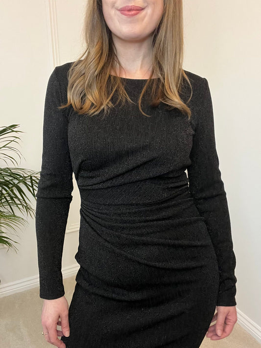 Black Sparkle Ruched Dress image 1