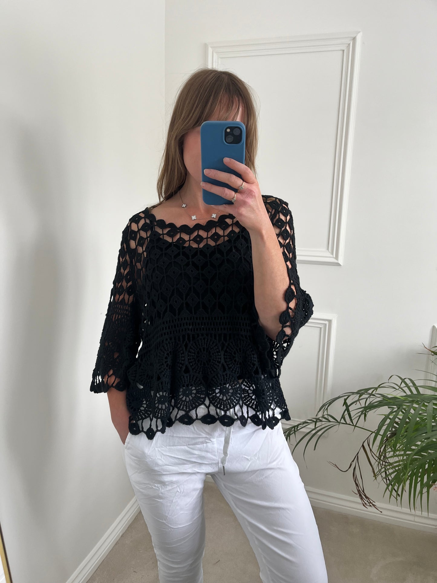 Black Crochet Top