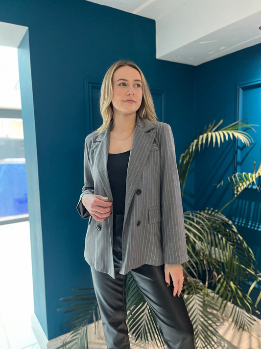 Grey Pinstripe Blazer image 1