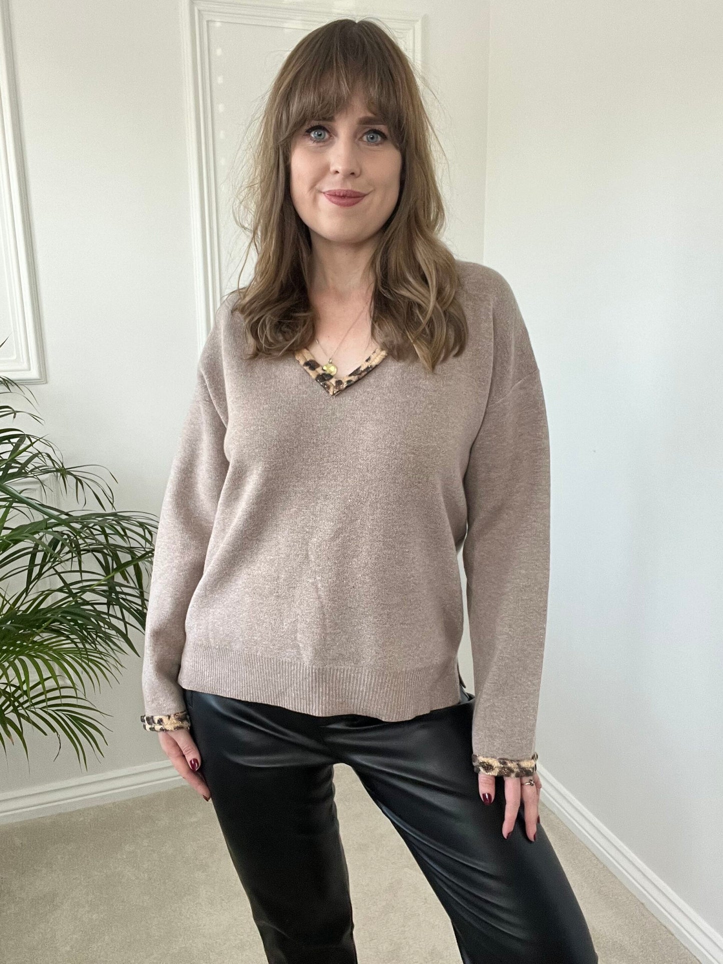 Camel V Neck Knit image 2