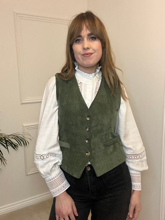Khaki Corduroy Waistcoat image 1