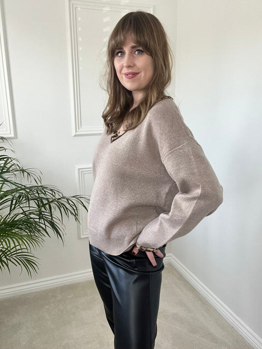 Camel V Neck Knit image 1