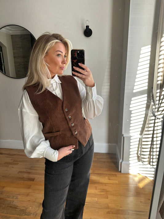Tan Corduroy Waistcoat image 1