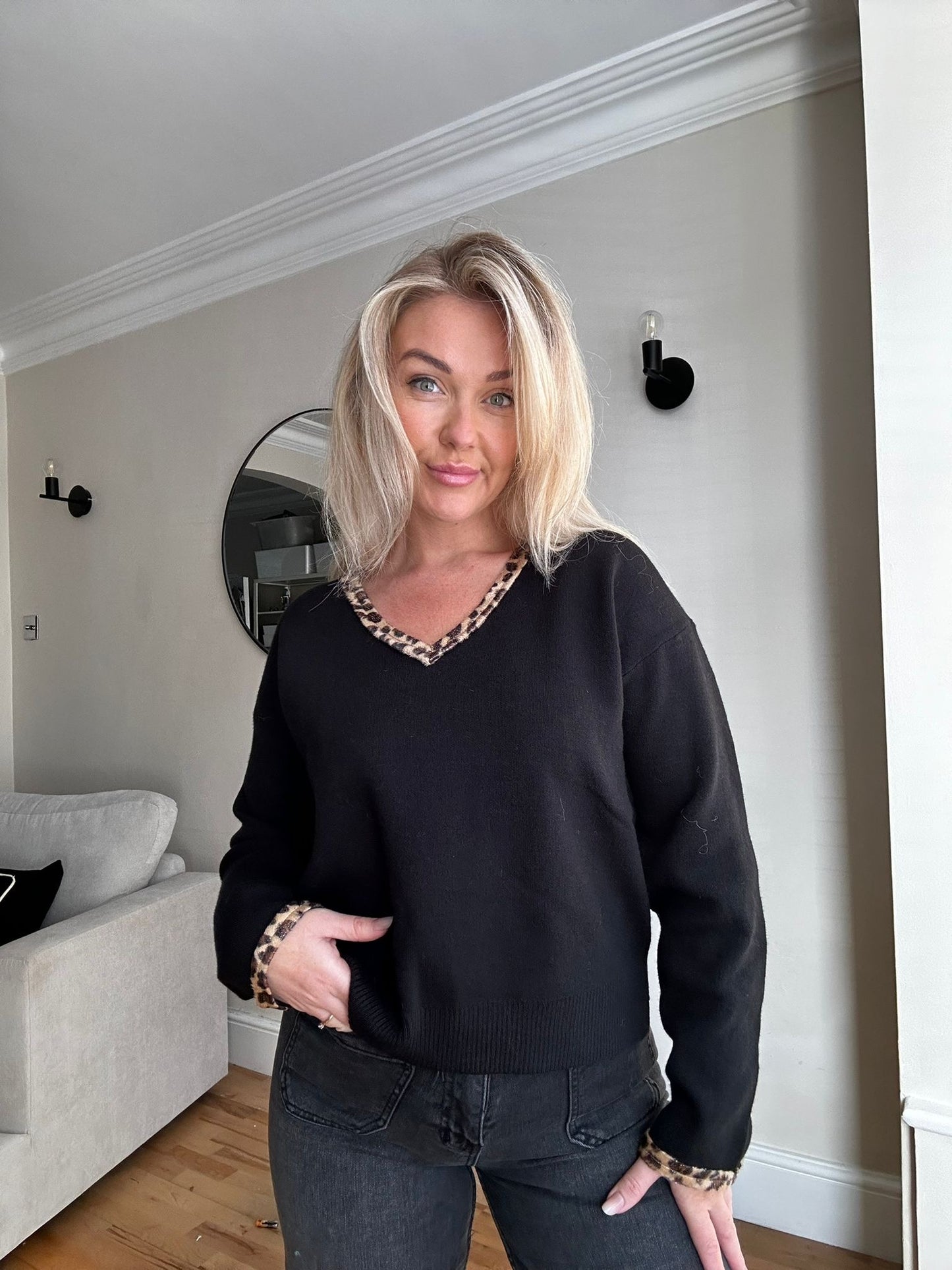 Black V Neck Knit image 2