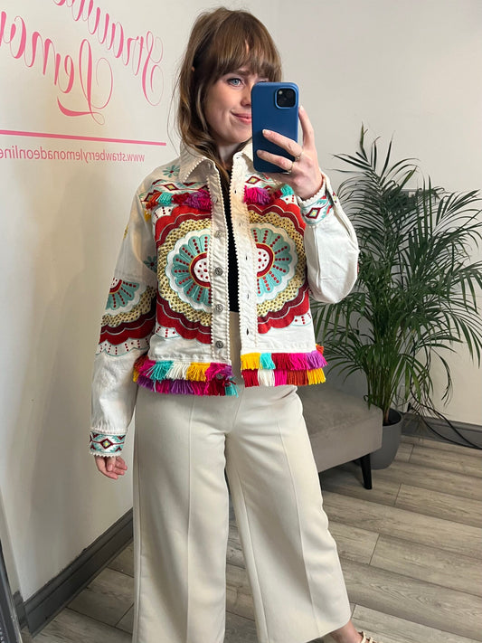 Embroidered Jacket in White image 1