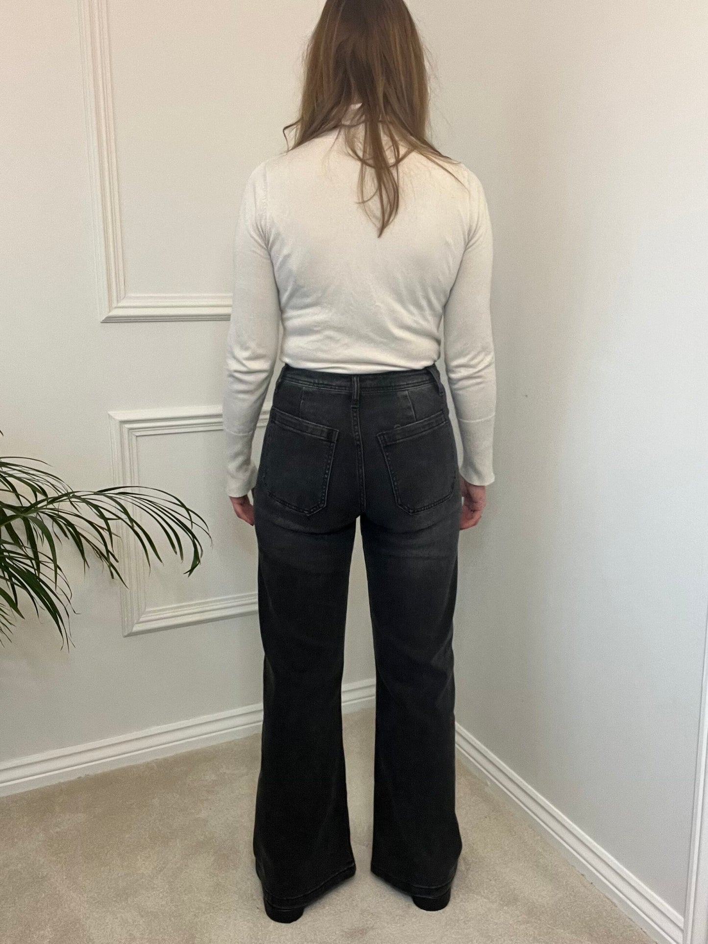 Charcoal Pocket Front Flare Jeans image 2