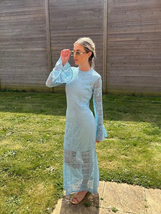 Blue Lace Maxi Dress