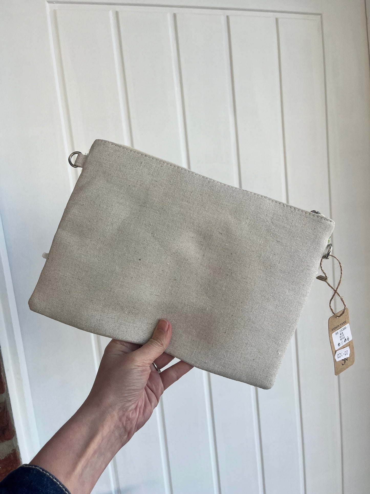 Lace & Sequin Straw Clutch Bag