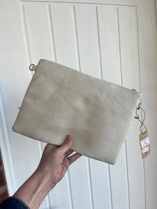 Lace & Sequin Straw Clutch Bag