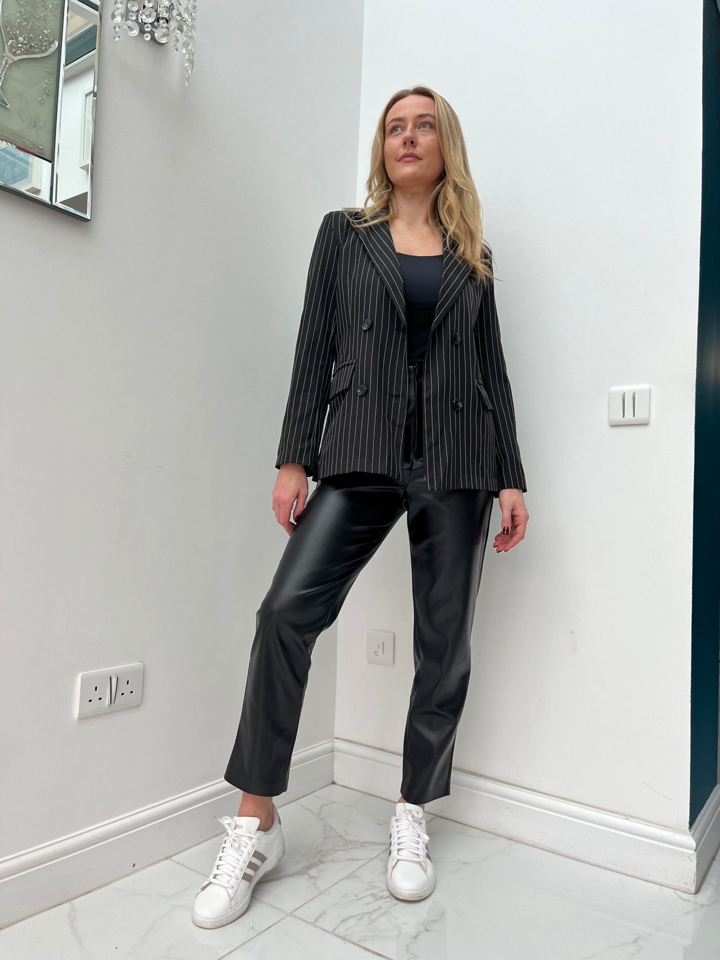 Black Pinstripe Blazer image 2