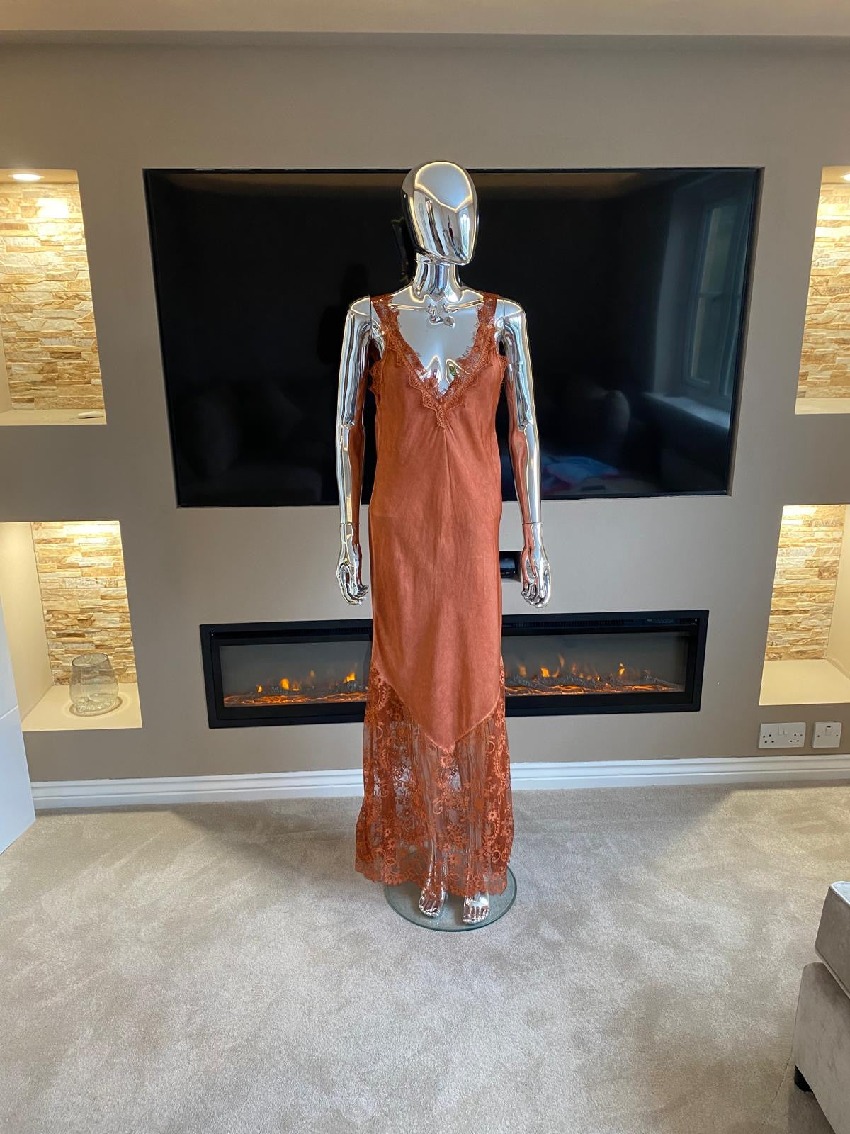 Lace Panel Detail Maxi Slip Dress