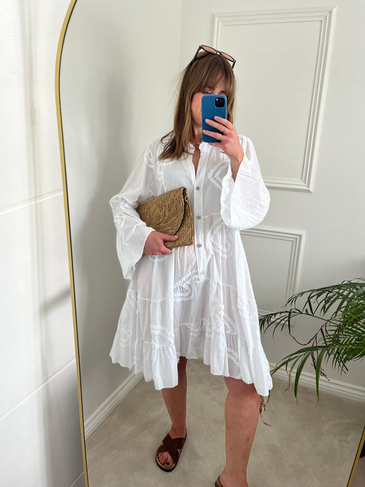 Smock Style Dress with Heart Print (2 colours)
