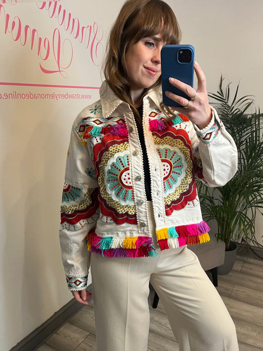 Embroidered Jacket in White image 0