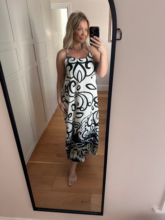 Abstract Print Midi Dress