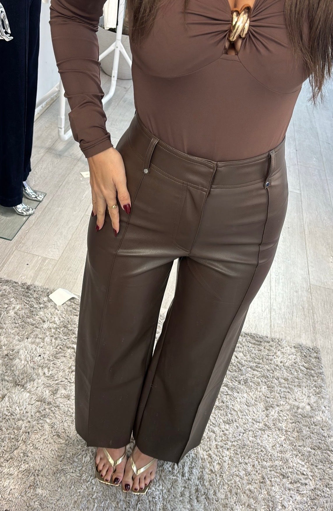 Brown Wide Leg Trousers