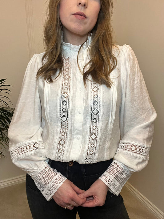 White Crochet Detail Blouse image 0