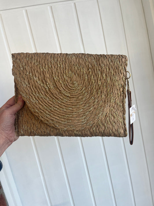 Tan Straw Clutch Bag