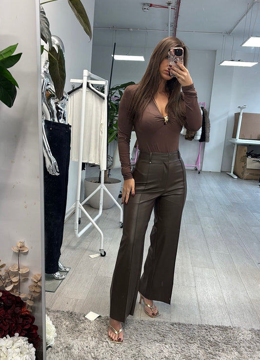 Brown Wide Leg Trousers