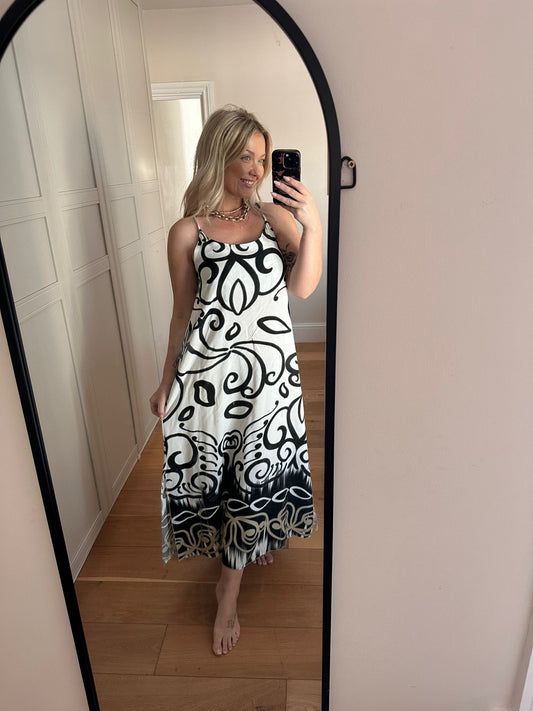 Abstract Print Midi Dress