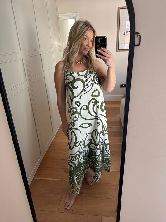 Abstract Print Midi Dress (3 Colours)