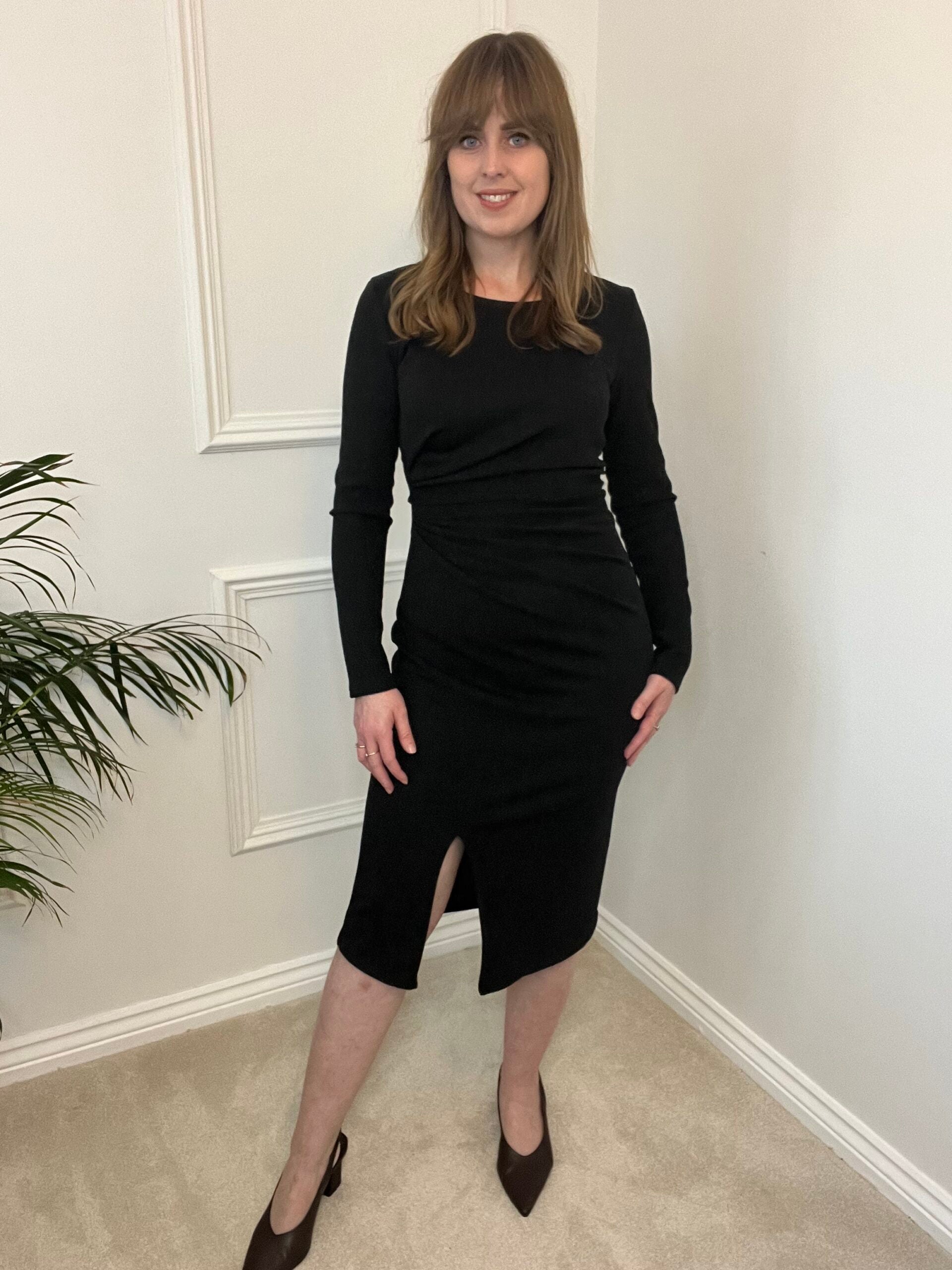 Black Sparkle Ruched Dress image 2