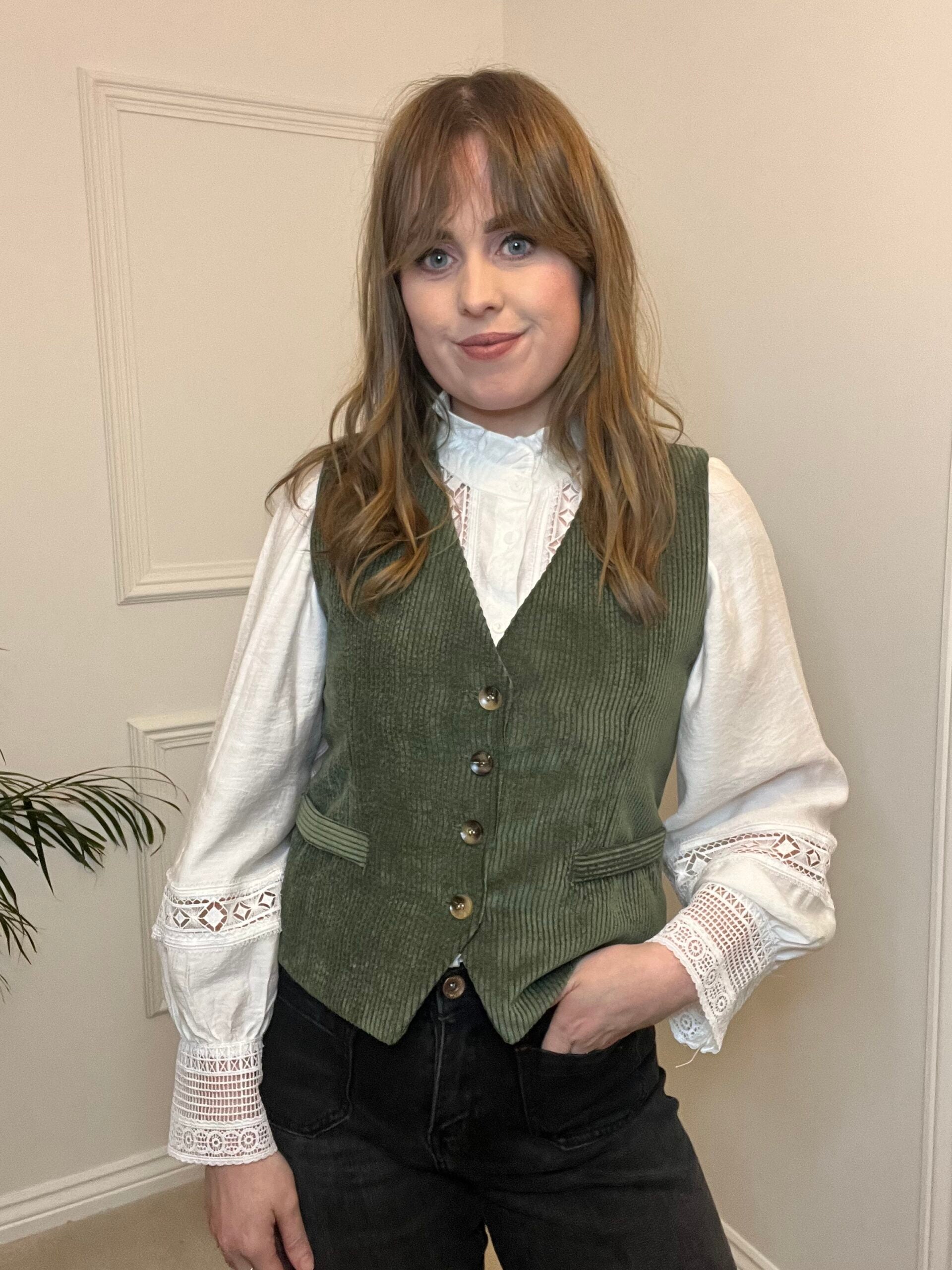 Khaki Corduroy Waistcoat image 0