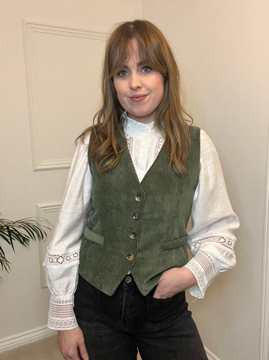 Khaki Corduroy Waistcoat image 0