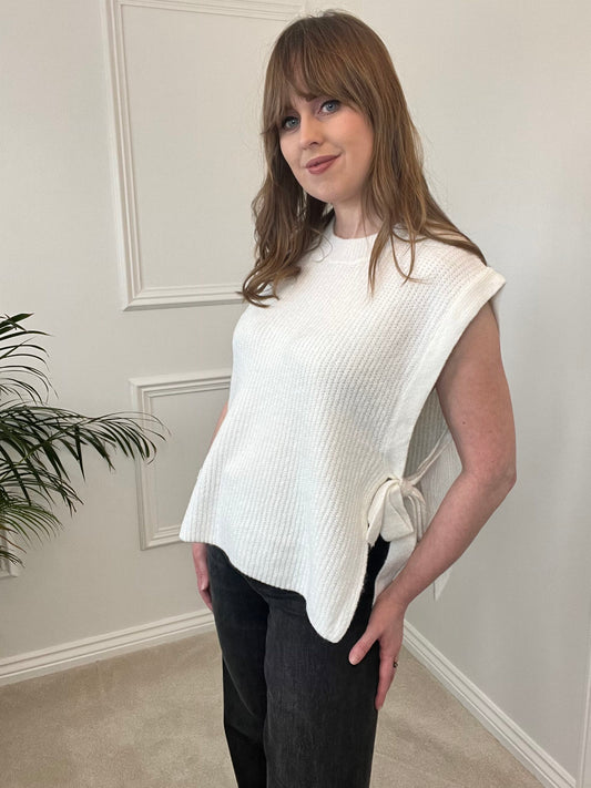 Cream Tank Top with Side Detail image 0