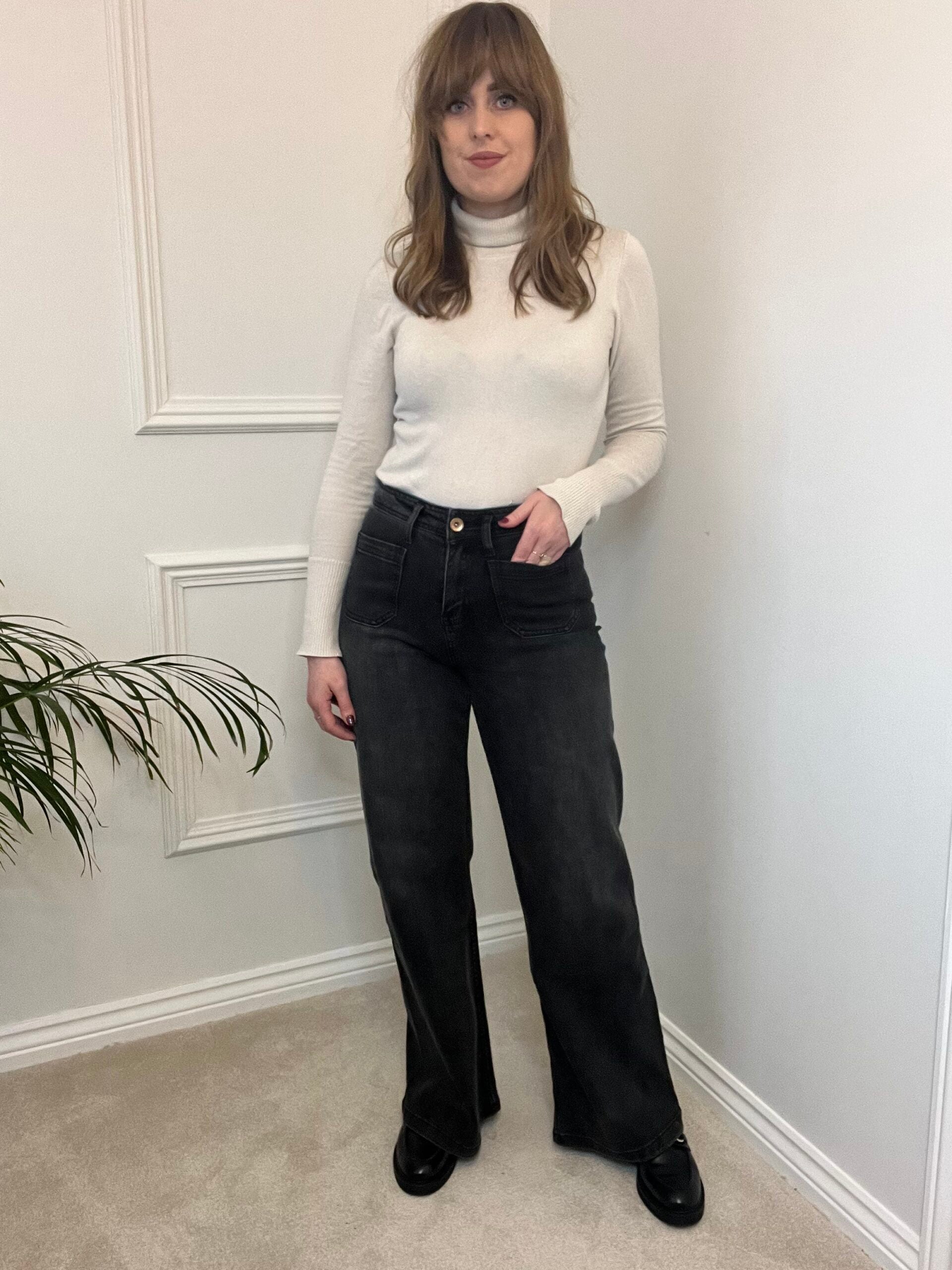 Charcoal Pocket Front Flare Jeans image 3