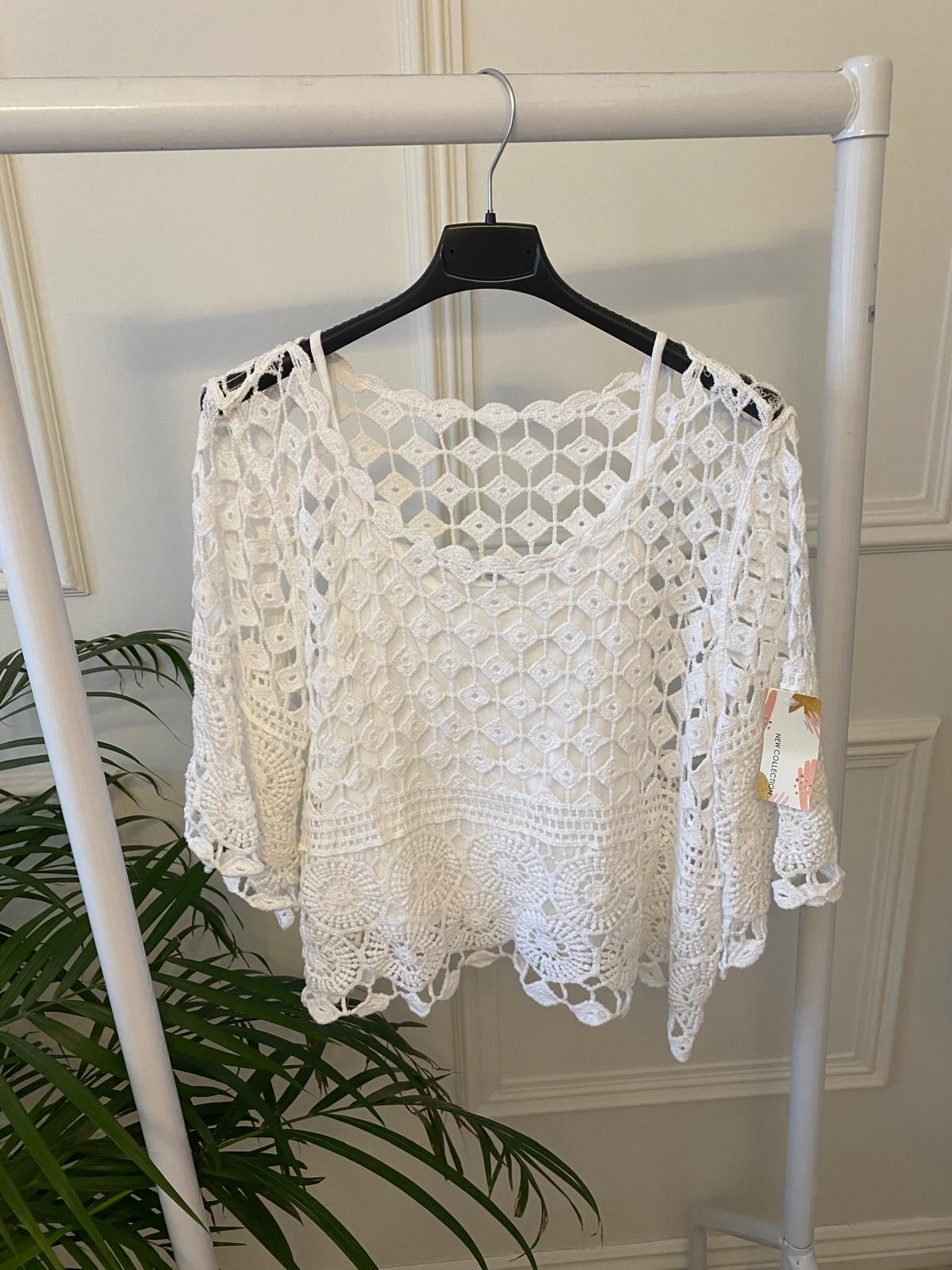 White Crochet Top image 2