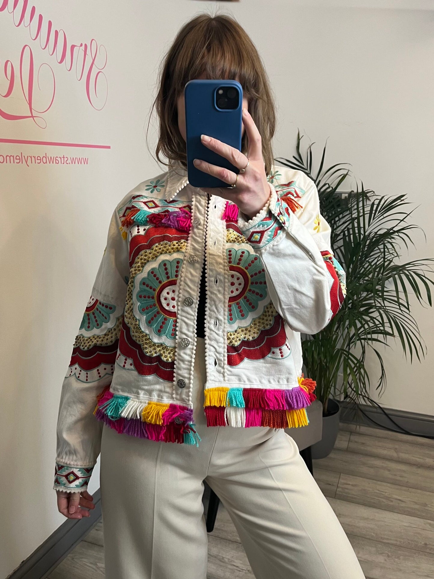 Embroidered Jacket in White image 2
