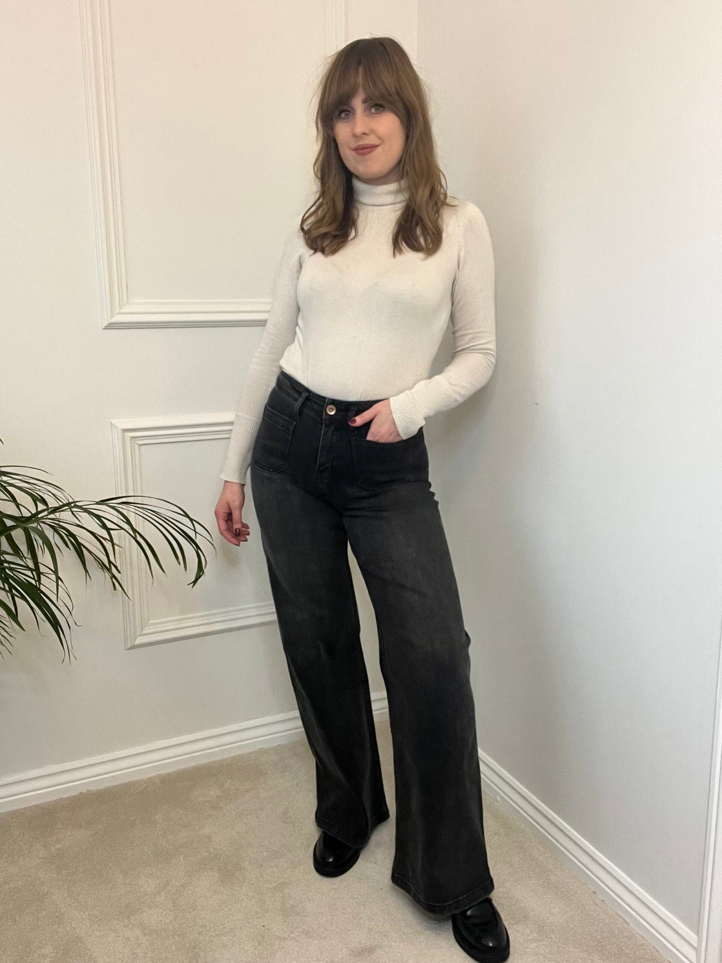 Charcoal Pocket Front Flare Jeans image 0