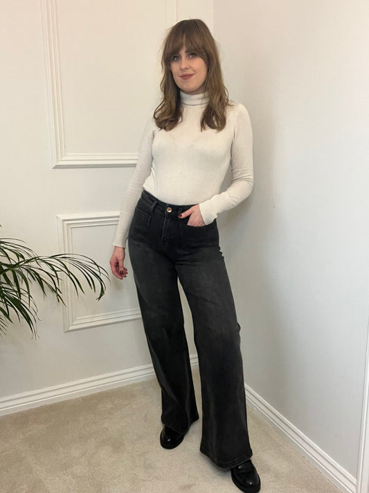 Charcoal Pocket Front Flare Jeans image 0