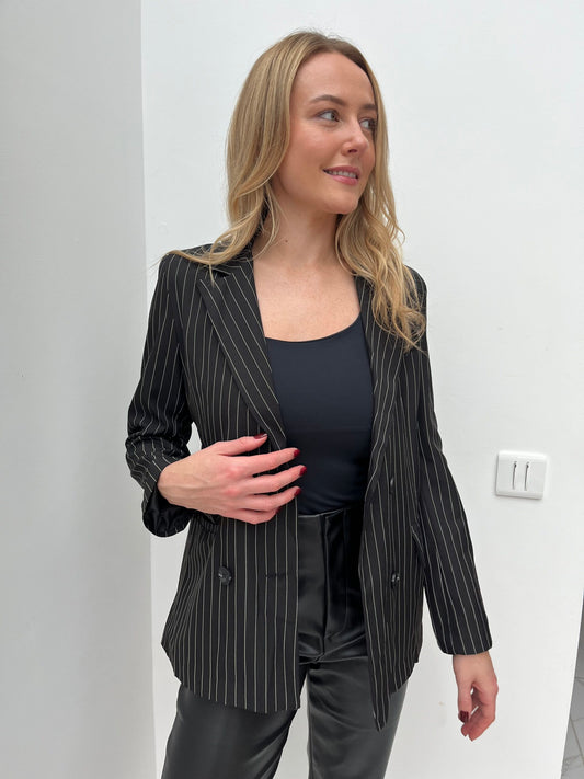 Black Pinstripe Blazer image 0