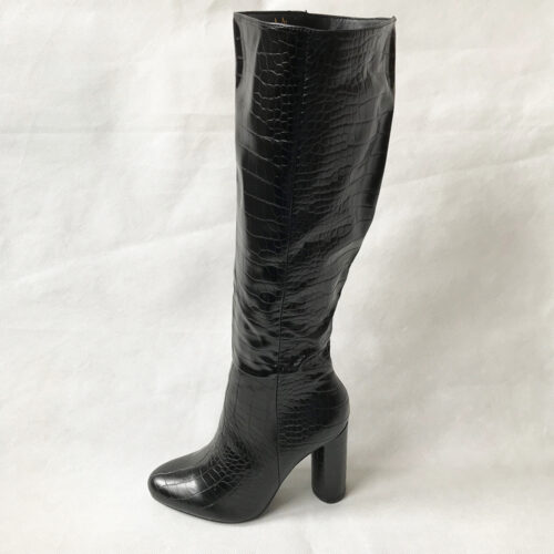 Black Croc Knee High Boots